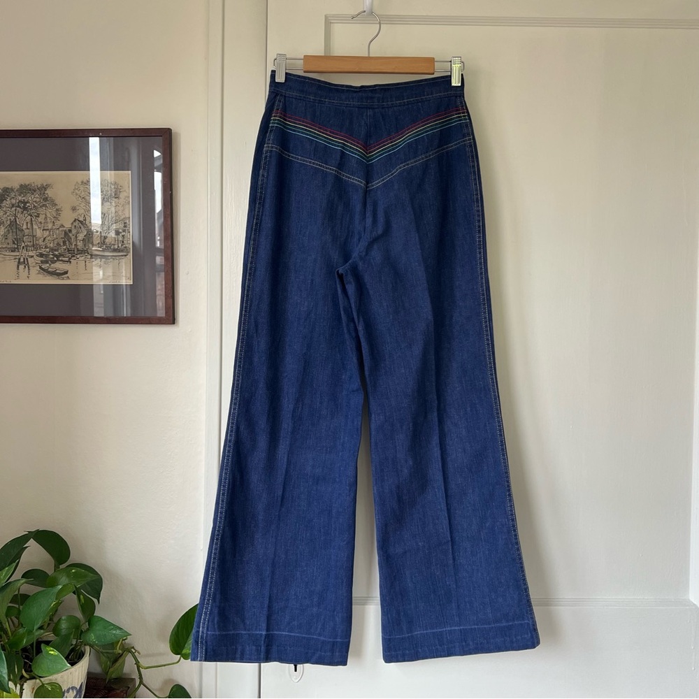 Vintage Rainbow Stitch High Rise Wide Leg Jeans - Picture 4 of 8